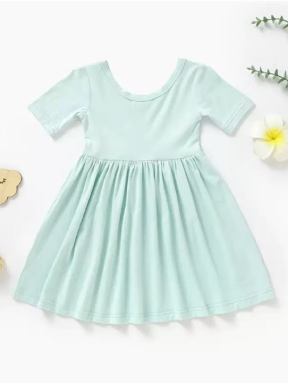 BAMBOO Mint Short-Sleeve Twirl Dress for Kids